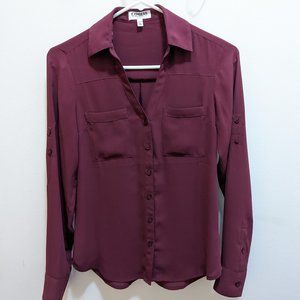 Express Slim Fit Portofino Shirt (maroon)